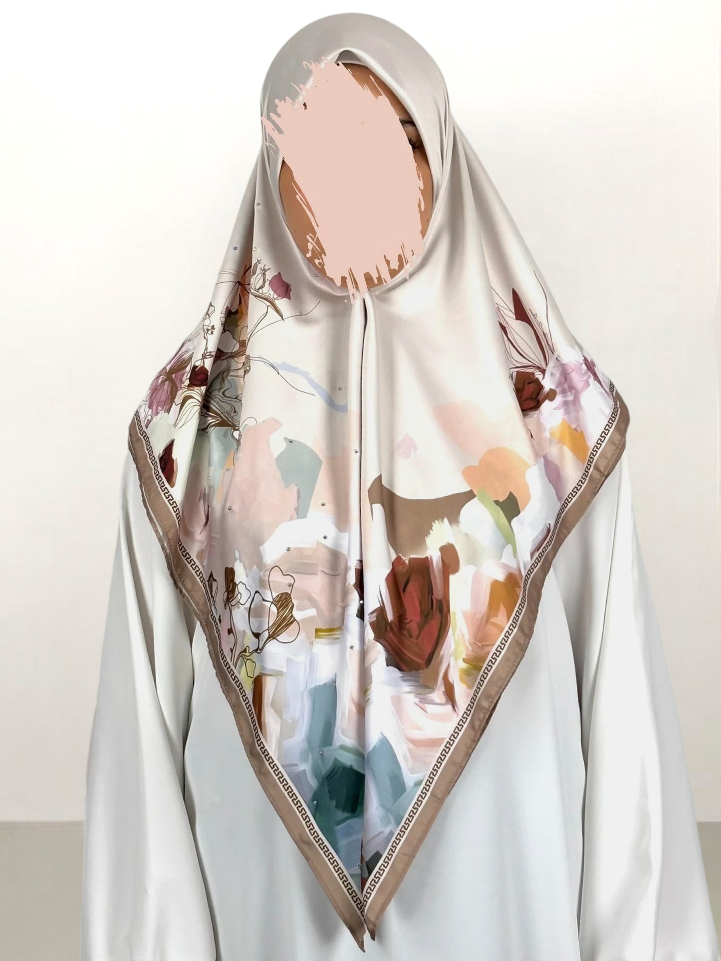 Hijab satin strass 20% silk 80% viscose 100x100 cm