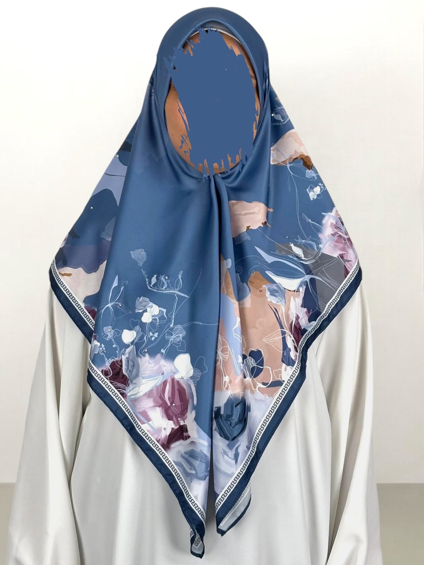 Hijab satin strass 20% silk 80% viscose 100x100 cm