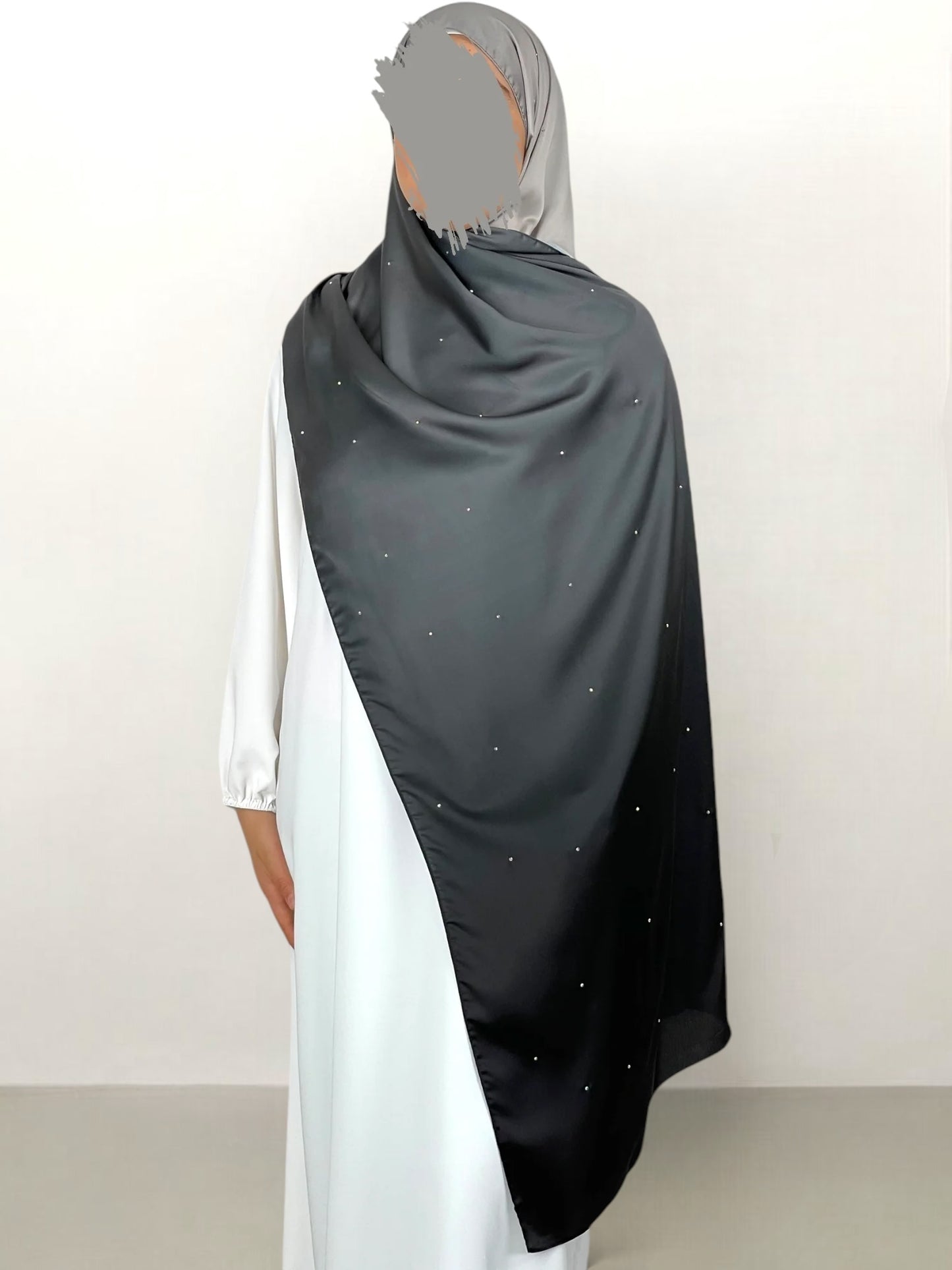 Hijab con strass 20% seta 80% viscosa