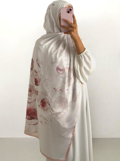 Hijab satinato floreale 20% seta 80% viscosa